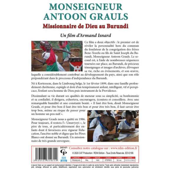 DVD - Film de Armand Isnard en DVD Monseigneur Antoon Grauls : missionnaire de Dieu au Burundi