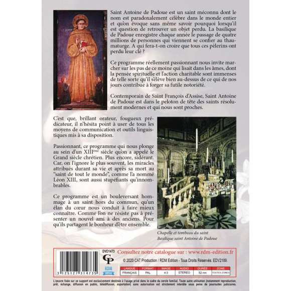 DVD - Film de Armand Isnard en DVD Saint Antoine de Padoue : la grâce et le feu - Collection "La vie des Saints"