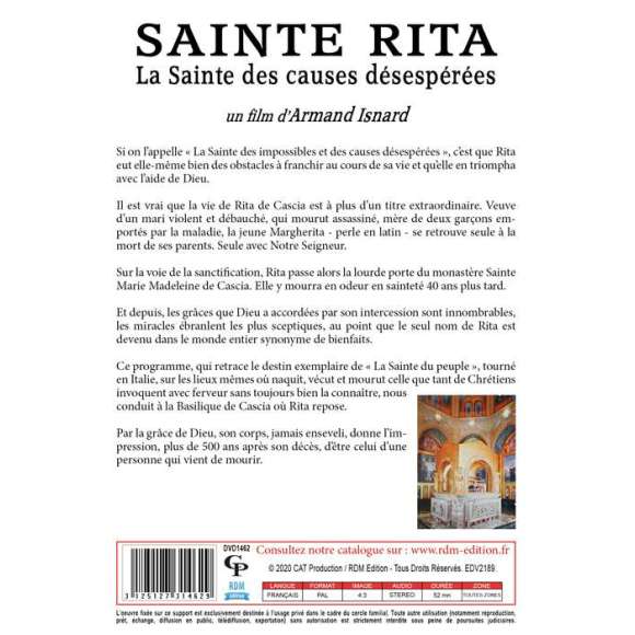 DVD - Film de Armand Isnard en DVD Sainte Rita : la sainte des causes désespérées - Collection "La vie des Saintes"