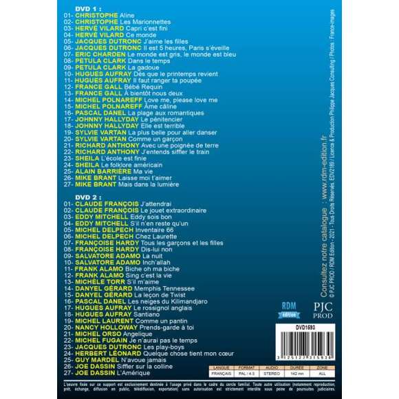 DVD - Film de  en DVD Grands Tubes des années 60 (Les) - 30 idoles - 54 titres