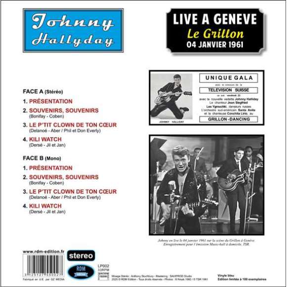 Hallyday, Johnny, Live à Genève, Le Grillon - 04 janvier 1961 (Vinyle + CD), Variétés françaises, Rock français,...