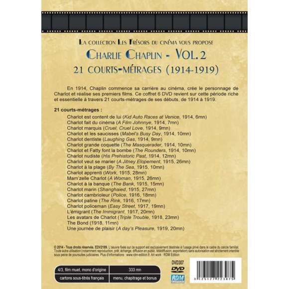 DVD - Film de Charles Chaplin, Joseph Maddern, Henry Lehrman, Mabel Normand en DVD Charlie Chaplin - Coffret 6 DVD - Vol....