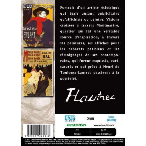 DVD - Film de  en DVD Collection les grands peintres - Toulouse Lautrec