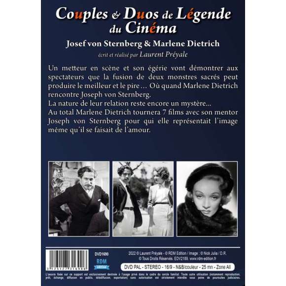 DVD - Film de Laurent Préyale en DVD Couples & Duos de Légende du Cinéma - Josef von Sternberg & Marlene Dietrich