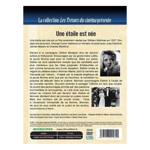 DVD - Film de William A. Wellman en DVD Une étoile est née
