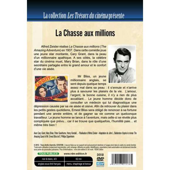 DVD - Film de Alfred Zeisler  en DVD Chasse aux millions (La)