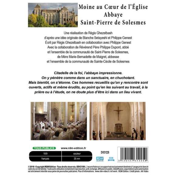 DVD - Film de Régis Ghezelbash en DVD Moine au coeur de l'église - Abbaye Saint-Pierre de Solesmes