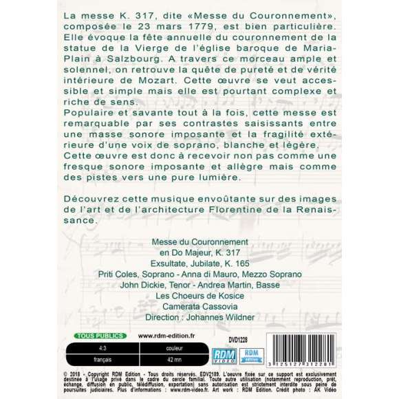 DVD - Film de  en DVD Wolfgang Amadeus Mozart : Messe du couronnement en do majeur