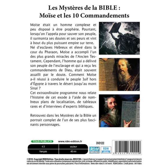 DVD - Film de  en DVD Mystères de la Bible (Les) - Moïse et les 10 commandements