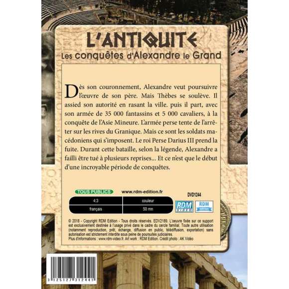 DVD - Film de  en DVD Antiquité (L') - Les conquêtes d'Alexandre le Grand
