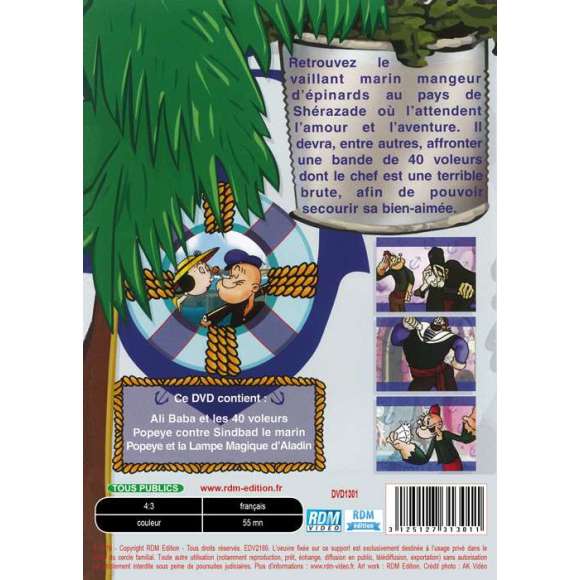 DVD - Film de  en DVD 3 grandes aventures de Popeye le marin
